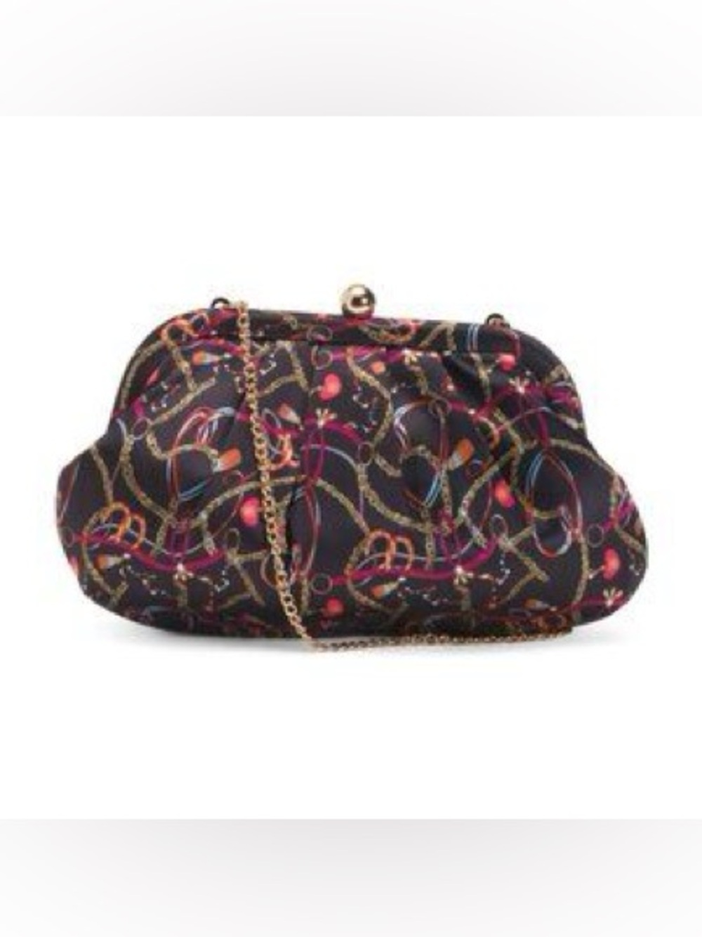 NWT- Alessia Bianchi equestrian chain print satin clutch purse - Picture 2 of 16